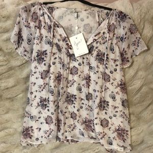 Joie short sleeve floral blouse